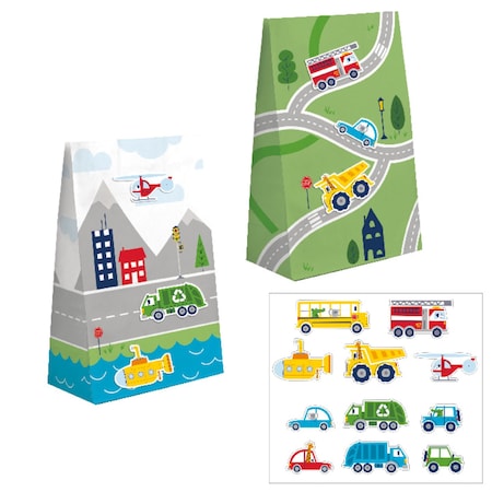 Creative Converting Transportation Time City Life Favor Bags, 96PK 372451